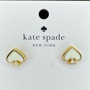 Kate Spade White Enamel Spade Stud Earrings “Everyday Spade” NWT